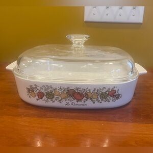 Vintage Corningware White Casserole Dish “Spice of Life”